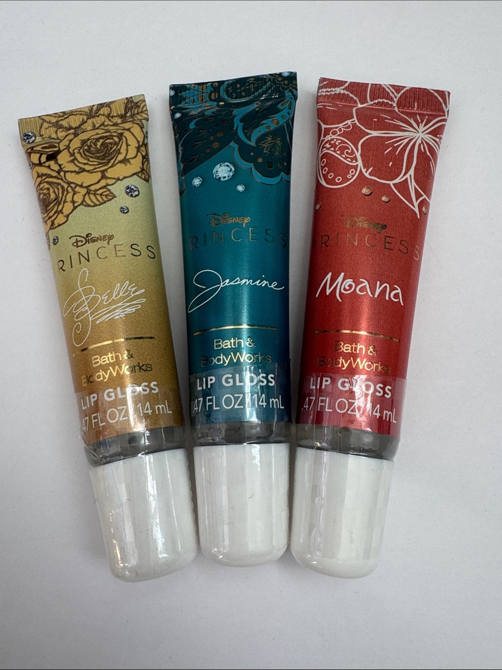 Disney Princess Collection Belle, Jasmine & Moana Lip Gloss Trio